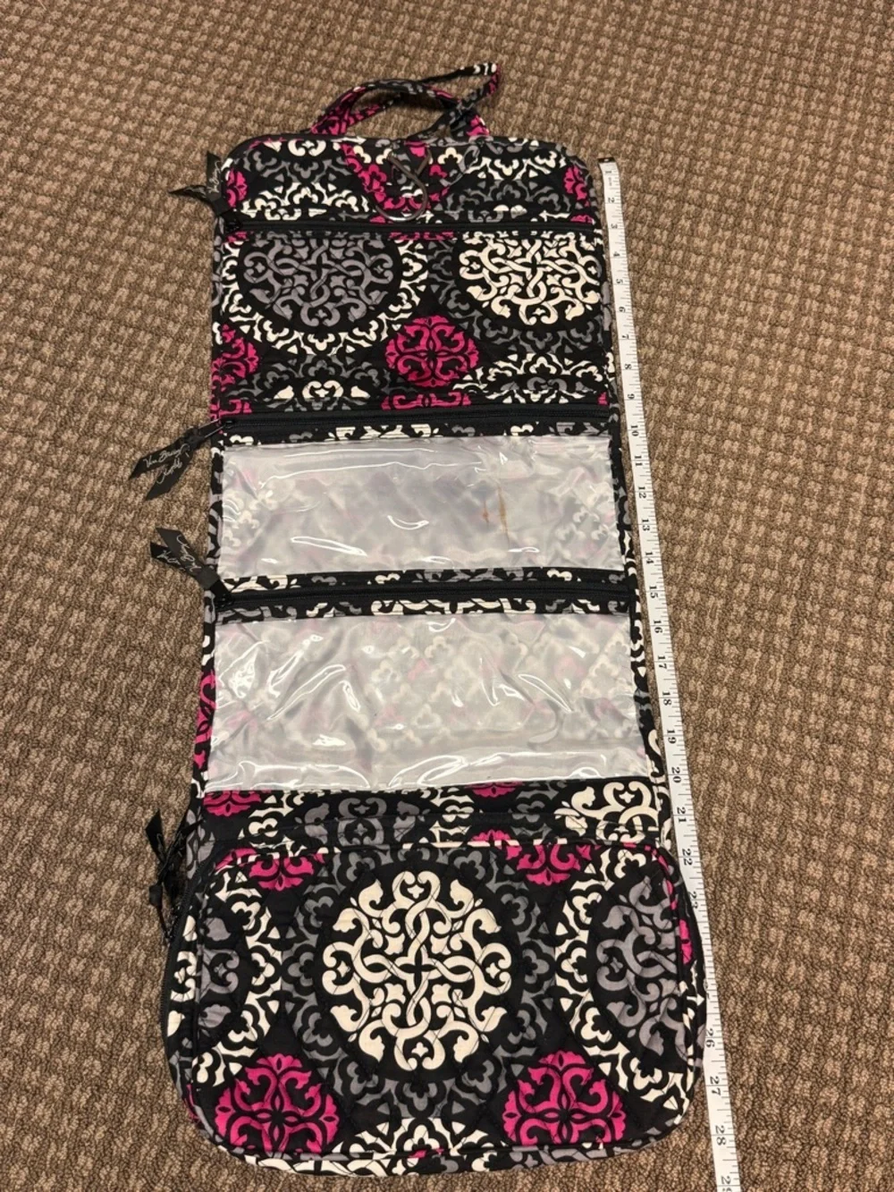 Vera Bradley Black, White & Hot Pink Quilted Cosmetic Organizer